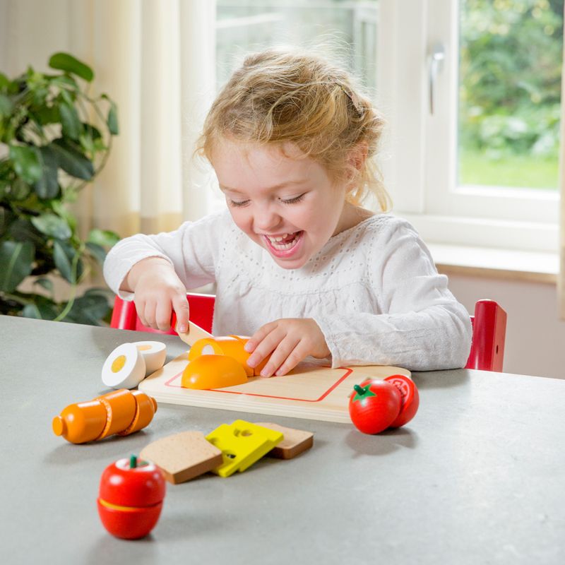 New Classic Toys Skjærefjøl med Frokostmat, Lekemat i tre