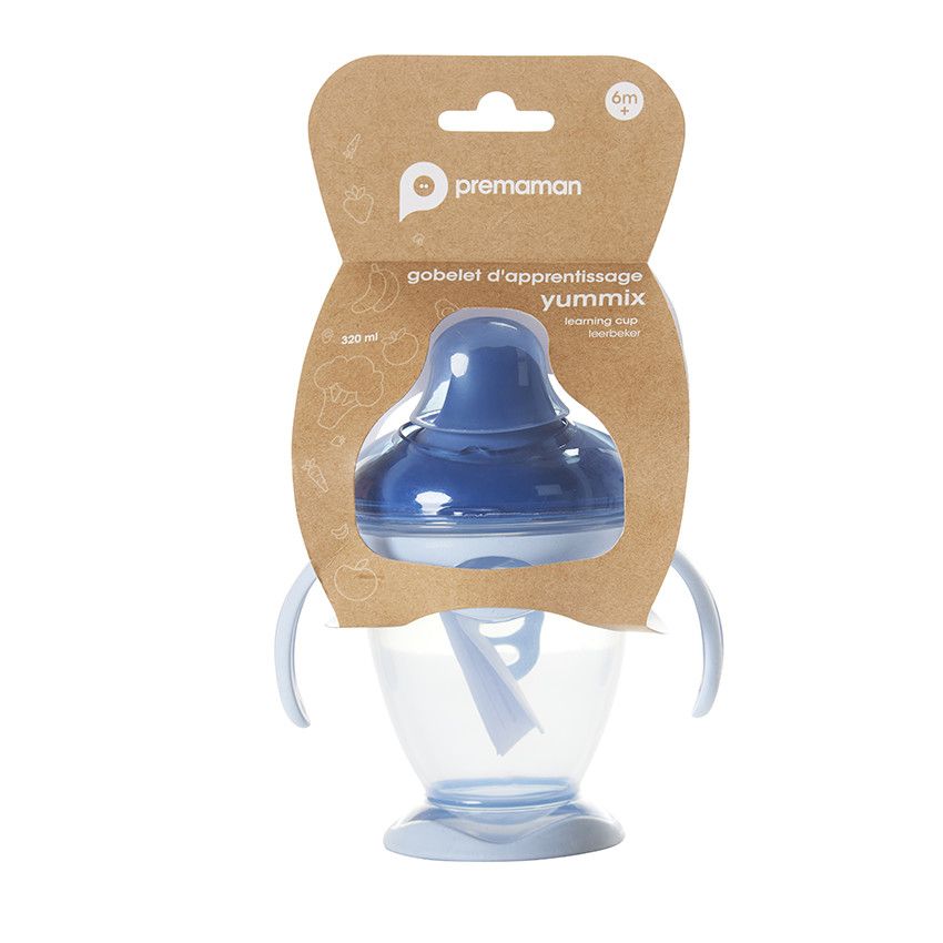 Tasse d'apprentissage à anses 180 ml bleu - Ecru