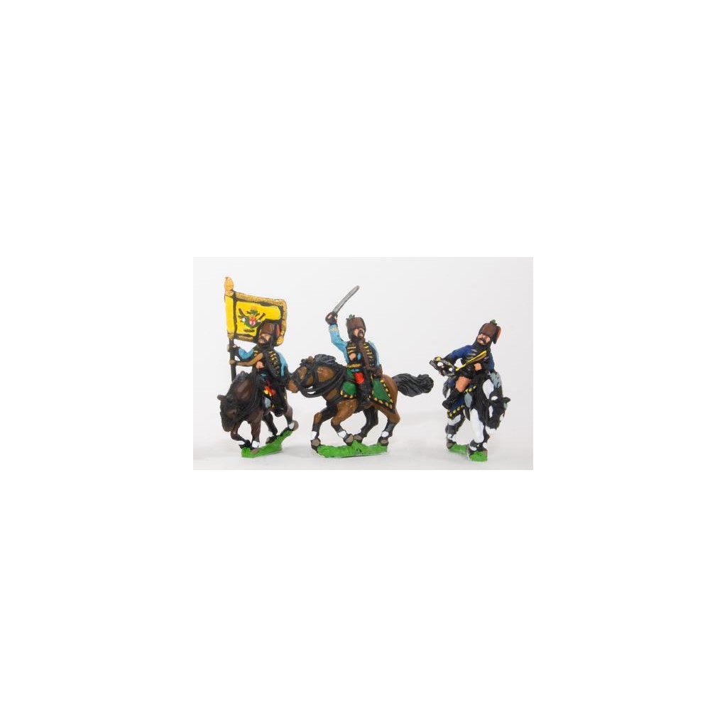 Seven Years War Austrian: Command: Hussar Officer, Standard Bearer, & Trumpeter