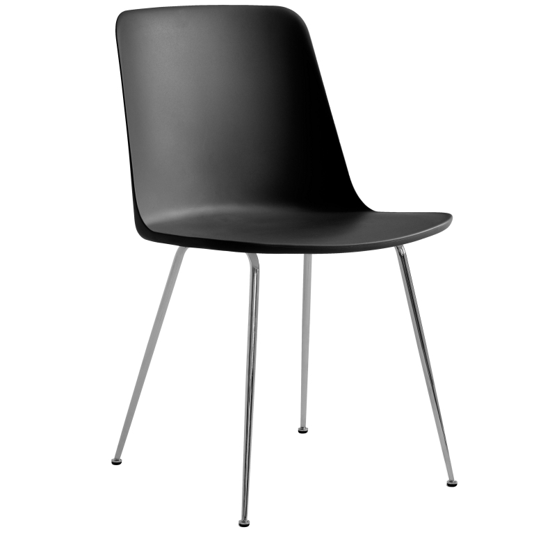 &tradition Rely HW6 stoel zwart, chroom onderstel