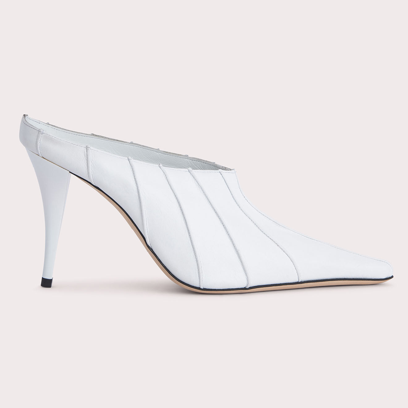 By Far Mules en Cuir Trish blanches - Talon 10 cm