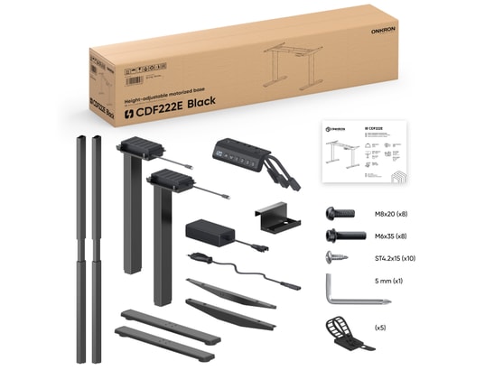 ONKRON - Bureau assis debout motorisé poids max 100 kg cdf222e-b noir