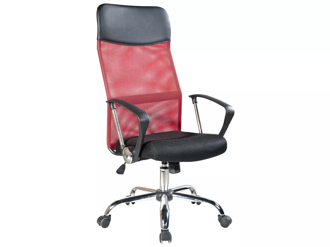 Fauteuil Bureau Chaise Rouge Noir Avec Roues 113/123x57,5x58,5