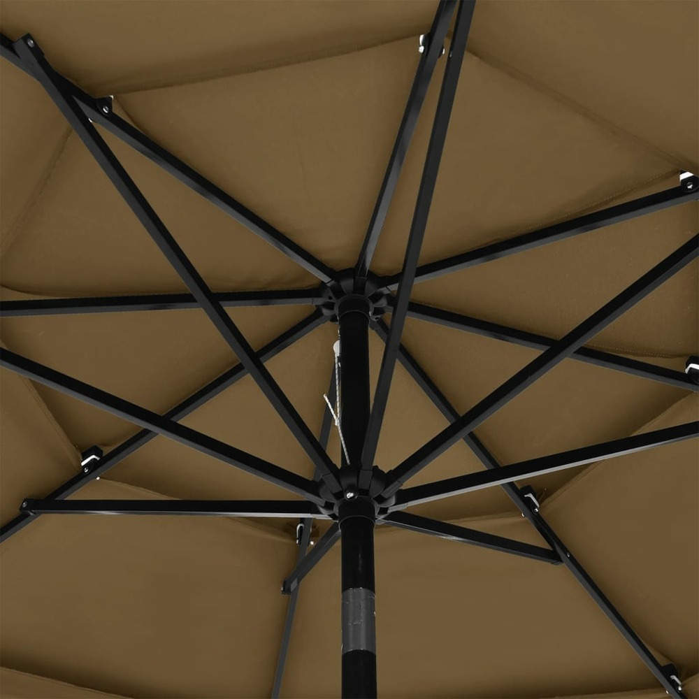 Parasol à 3 niveaux avec mât en aluminium 3 m taupe