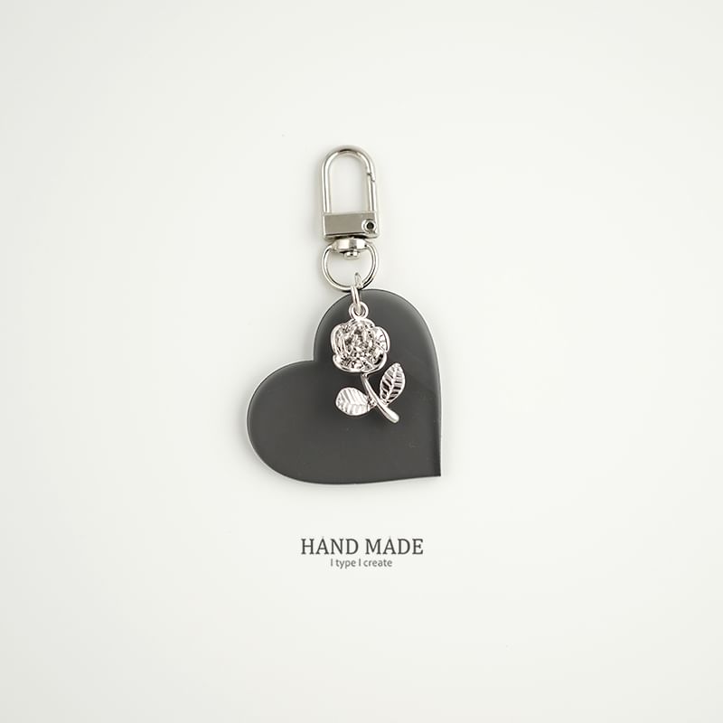 Kawano - Sleutelhanger / Tashanger met roos en hart