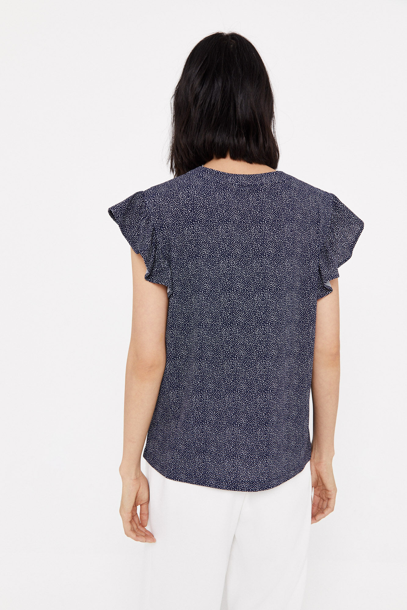 Blusa com babados estampada - Multicolorida