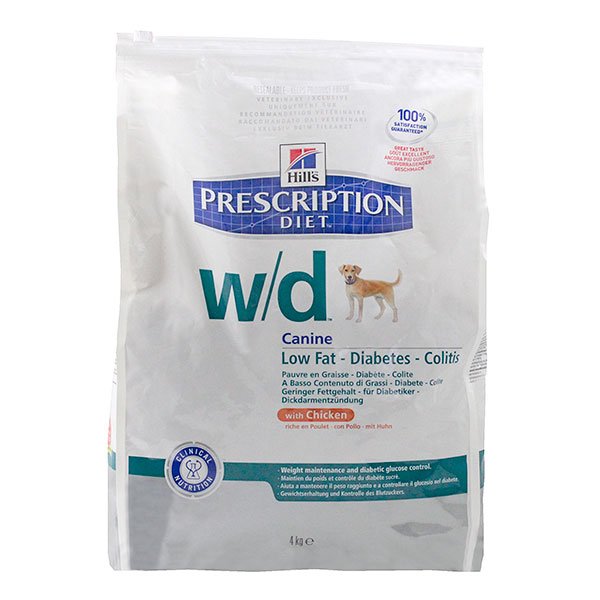 Chien w/d Low Fat Diabète colites 4kg