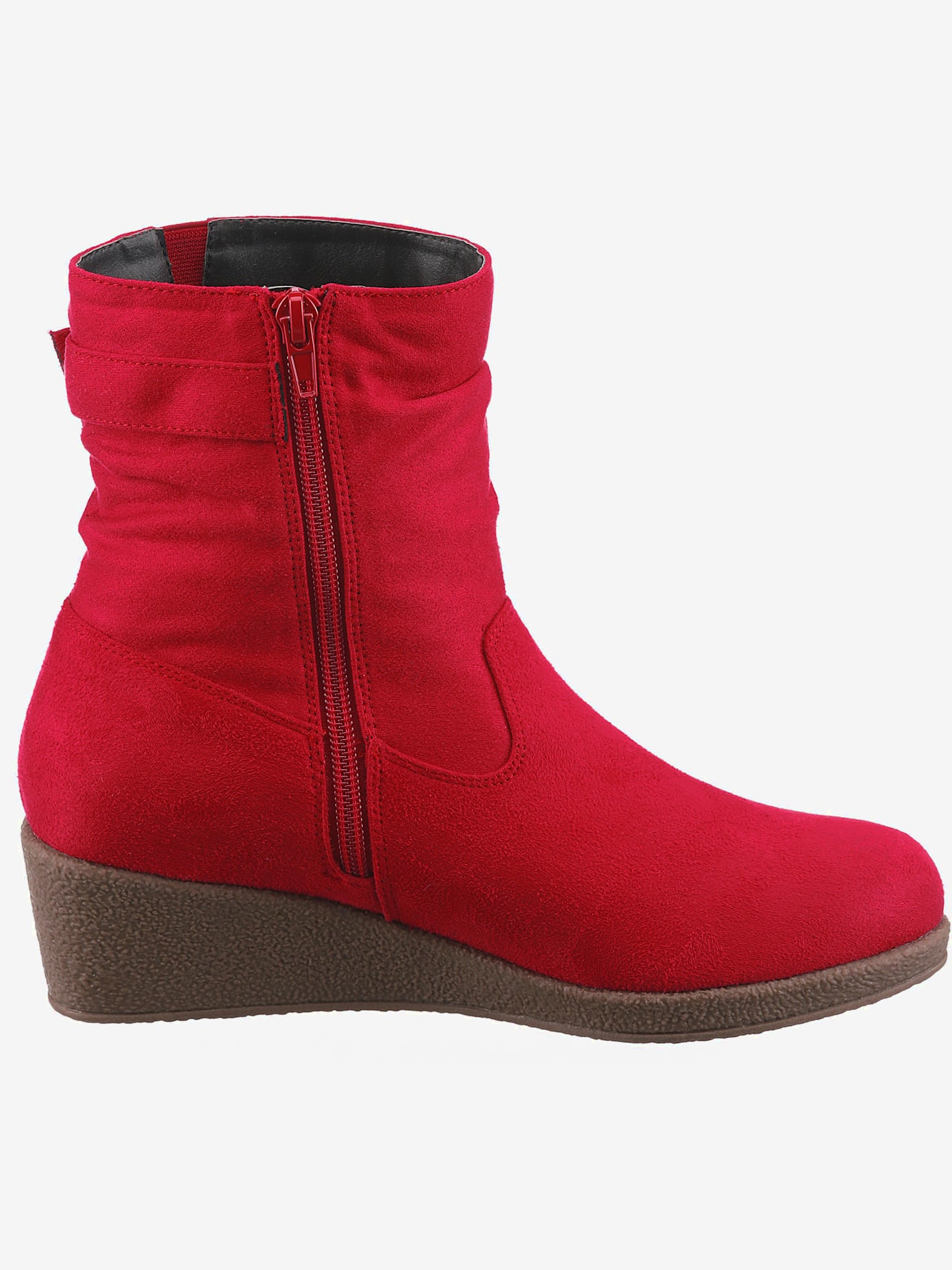 Bottines compensées classiques, textile doux, imitation cuir velours