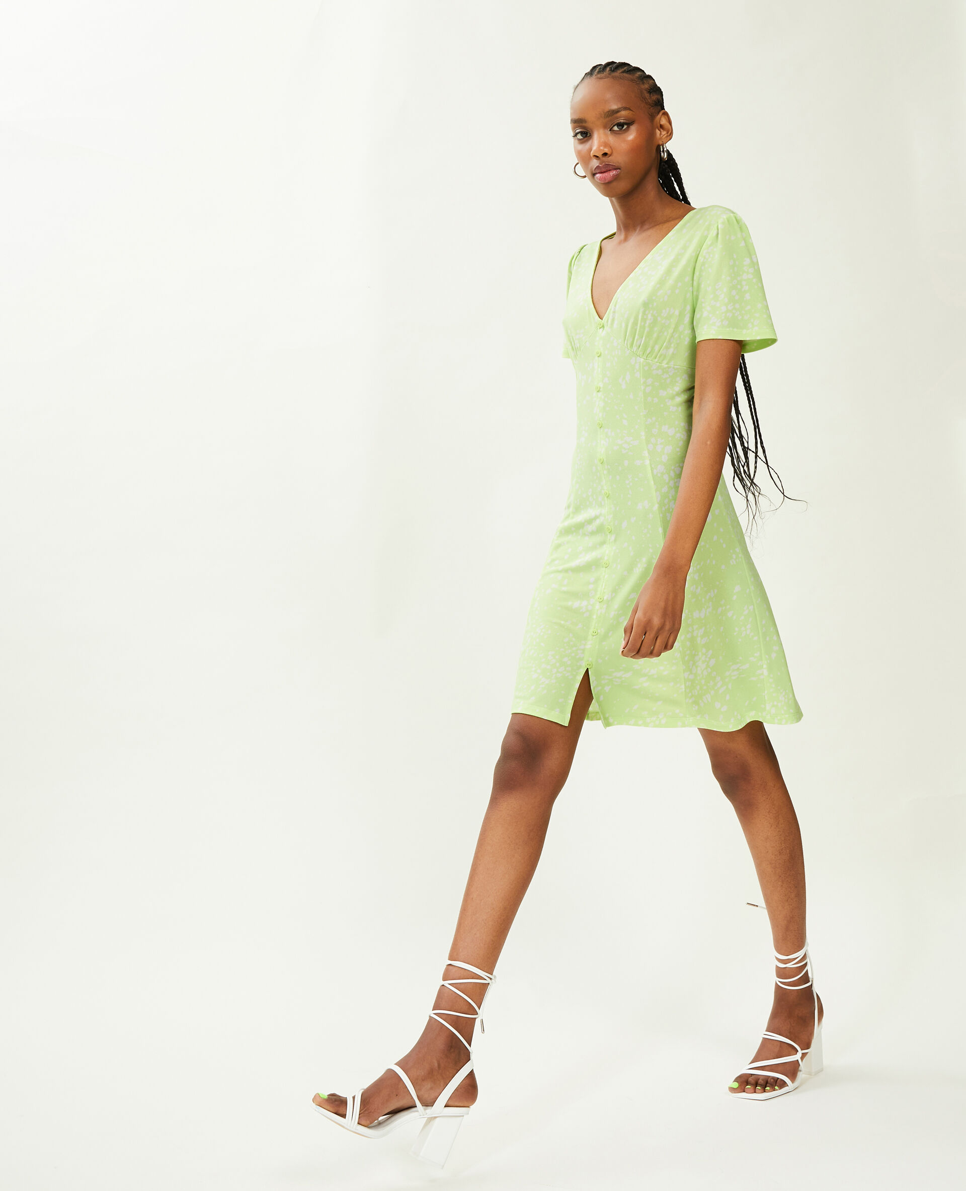 Robe courte avec boutons - Vert