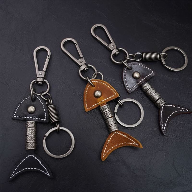 BABLIBU - Sleutelhanger met vis van echt leer