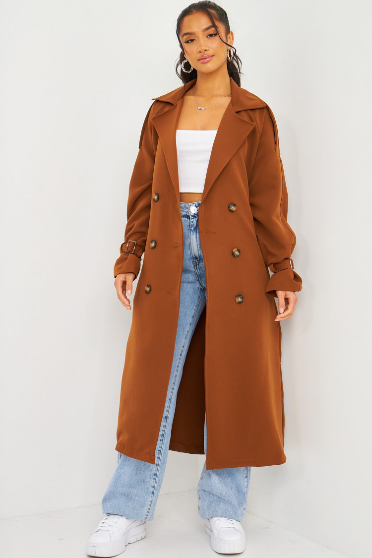 Trench ceinturé marron