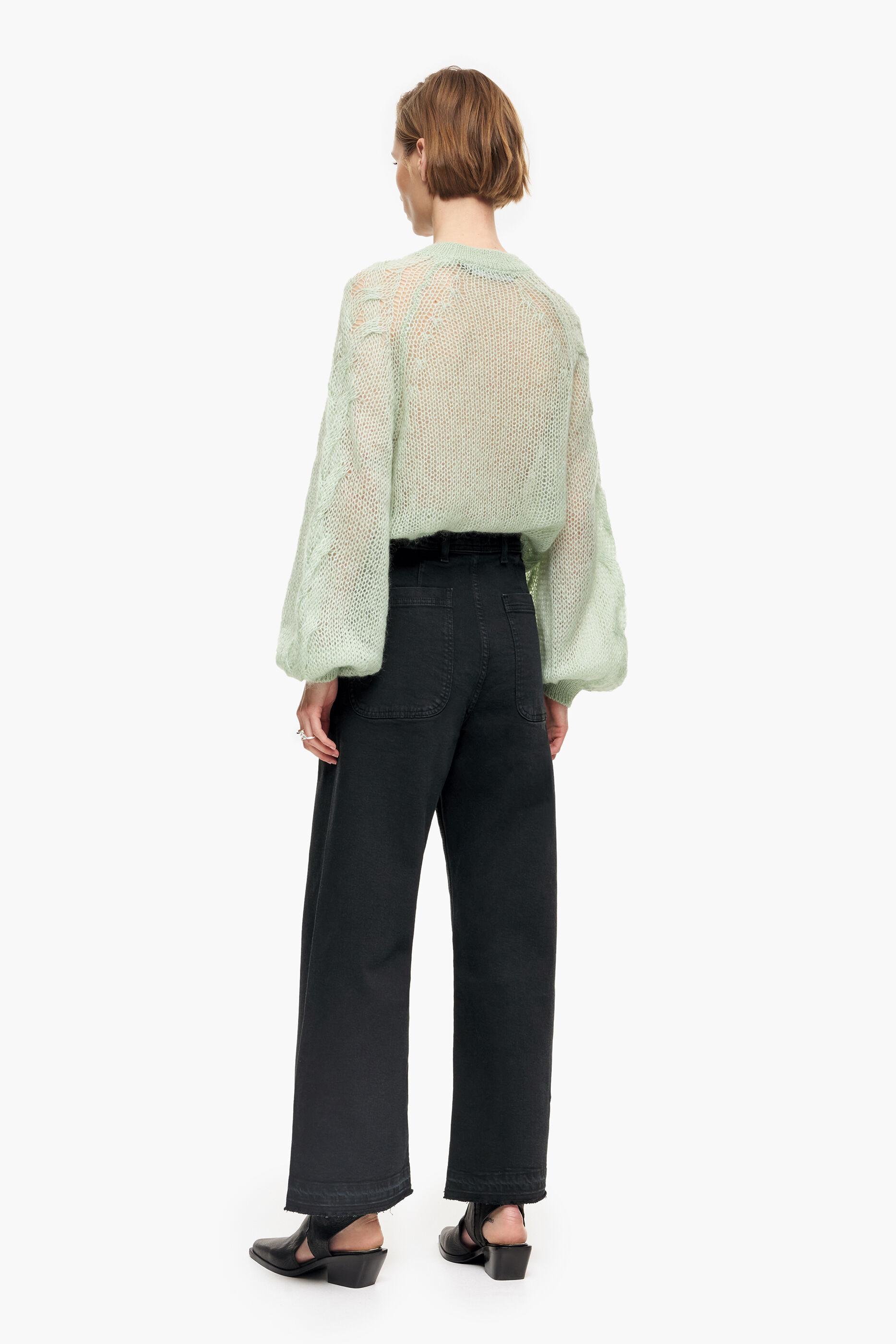 CULOTTE - Calça jeans preta de cintura alta