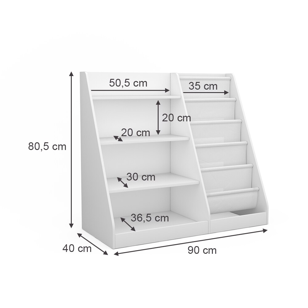 Vicco Kinderregal Conny Weiß 90 x 80,5 cm mit großen Ablagen
