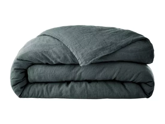 Housse de couette 260 x 240 en lin lavé bleu - LUISA
