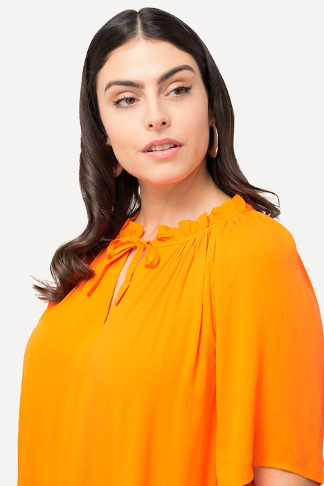 Kleid , Rüschen, A-Linie, Tunika-Ausschnitt, Halbarm