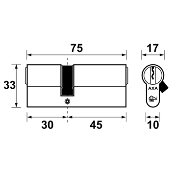 AXA veiligheidscilinder security 30-45mm SKG** gelijksluitend 3 stuks