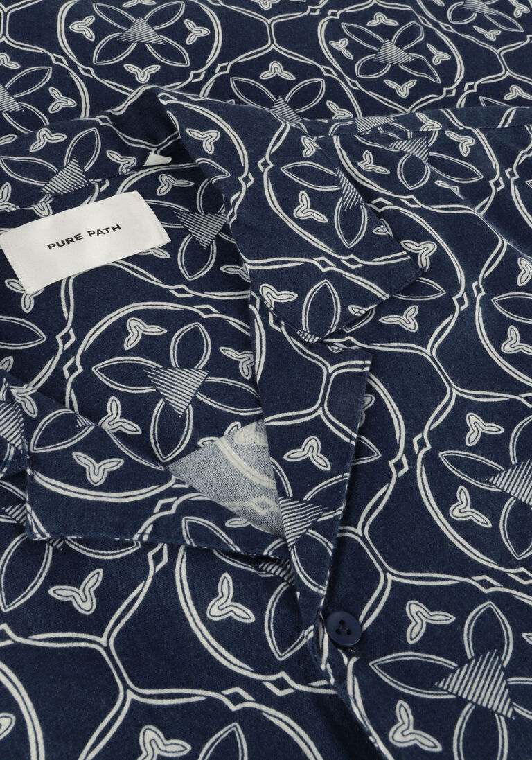 PURE PATH donkerblauwe pure path casual overhemd shortsleeve with all-over-print
