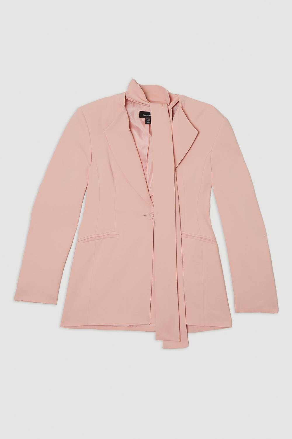 KarenMillen Blazer Tailleur en Viscose Stretch Compact à Col Cravate