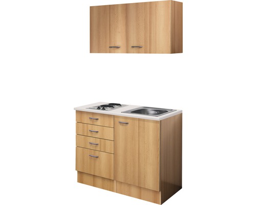 Flex Well mini keuken met apparatuur Nano 100 cm beuken mat gedemonteerde variant omkeerbaar 00009425