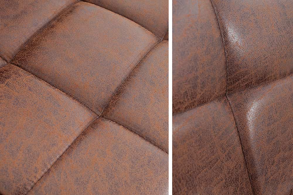 Höhenverstellbarer Barhocker MODENA vintage braun Microfaser Metall schwarz mit Lehne drehbar