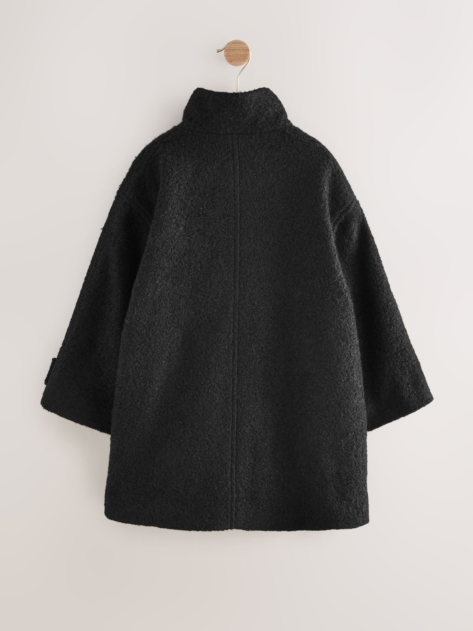 Zwart - Ruimvallende duffelcoat (3-16jr)