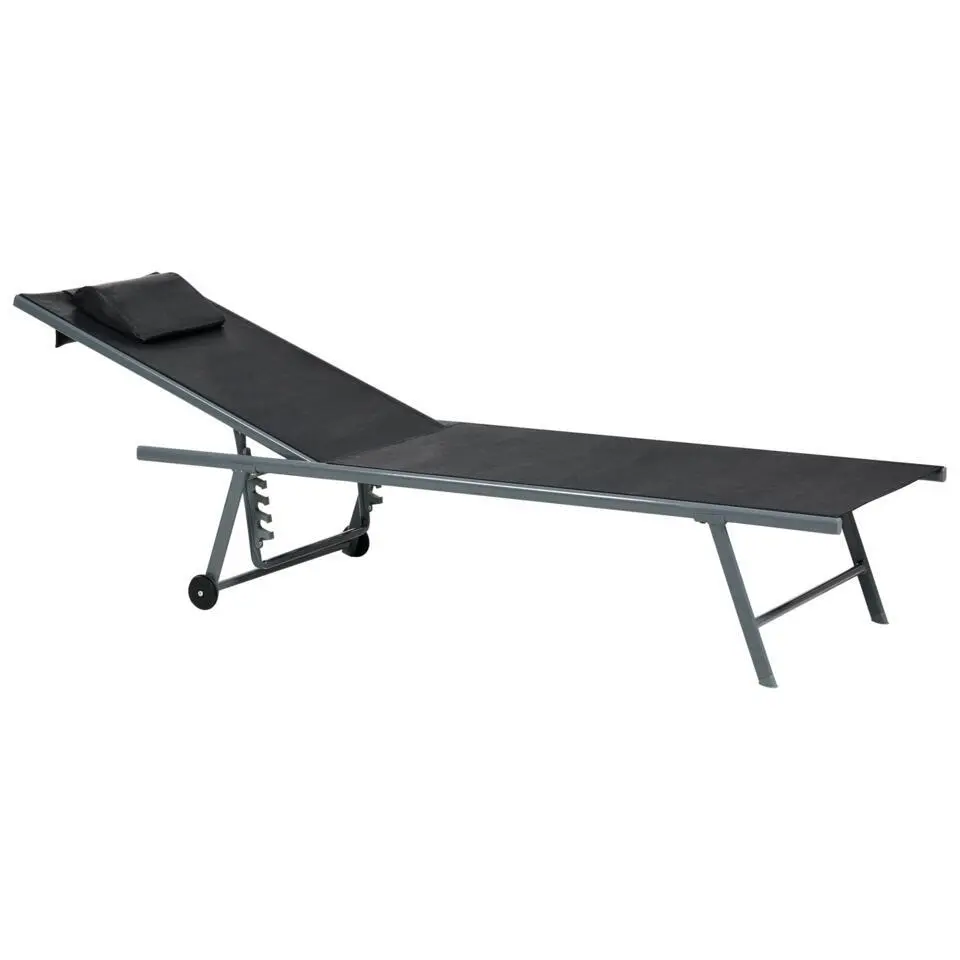 SORONI - Ligstoel set van 2 - Grijs/Zwart - Staal