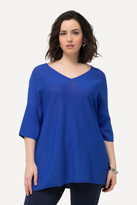 Pullover, Oversized, V-Ausschnitt, Halbarm