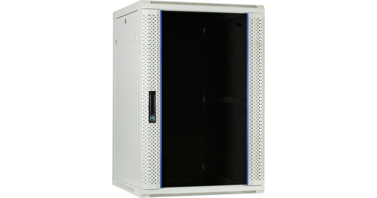 DSI18U witte wandkast met glazen deur - DS6618W-WAND server rack  (Wit, 600 x 600 x 900mm)