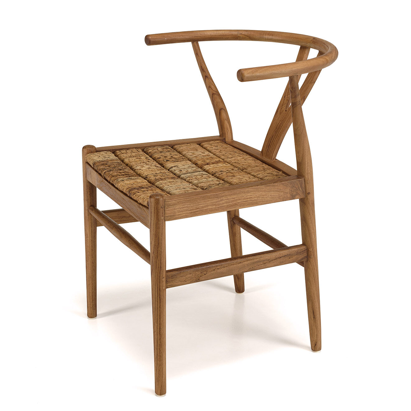 Macabane Chaise bois de teck recyclé dossier arrondi Sixtine bois - 57.5 x56.5x75 cm