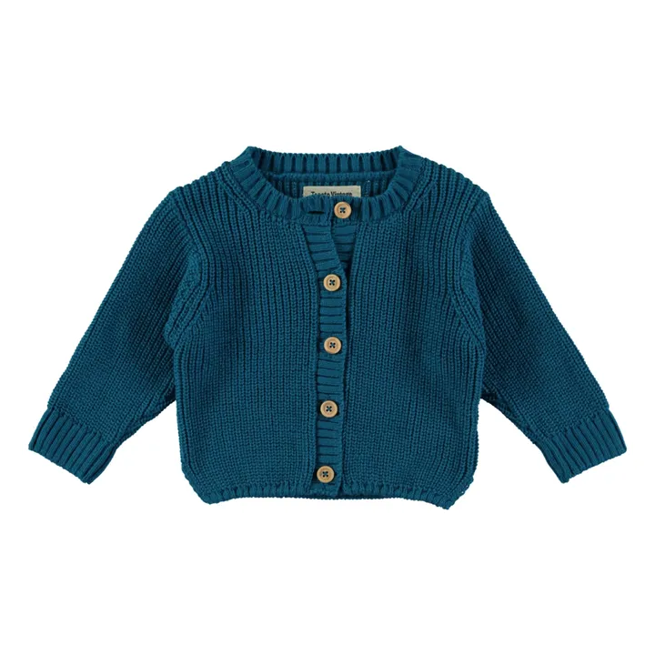 Tocoto Vintage Cardigan Baby Coton Bio | Bleu canard