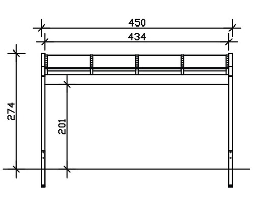 SKAN HOLZ Novara terrasoverkapping met paalbeugels 450x259 cm grijs