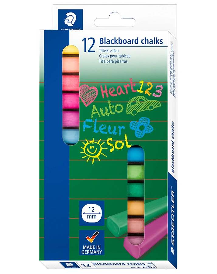 2360 Wandtafelkreide Kartonetui mit 12 Farben
