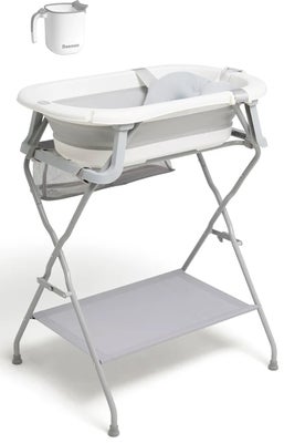 Beemoo CARE Assist Badebalje Inkl. Badestøtte, Badestativ & Skyllekanne, White/Grey