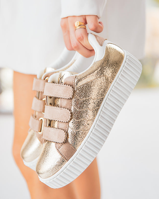 Basket femme dorée creepers à scratch - CL35 GOLD