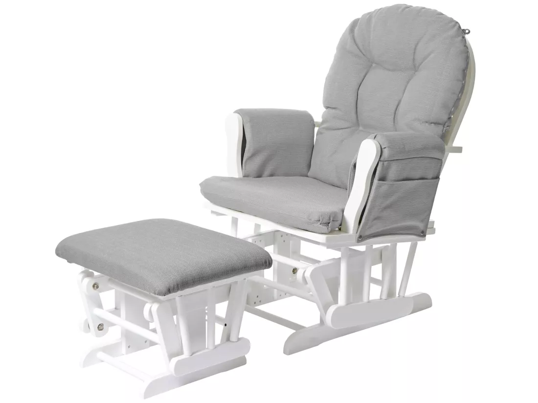 Fauteuil relax MCW-C76 Fauteuil oscillant, gris clair, monture blanche