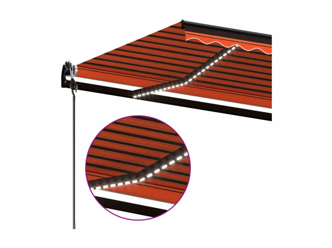 Auvent automatique capteur de vent LED 400x350 cm Orange marron