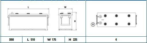 Exide - Auto Accu - Koudstartstroom 800A - 12V - Afmetingen 225x175x510mm