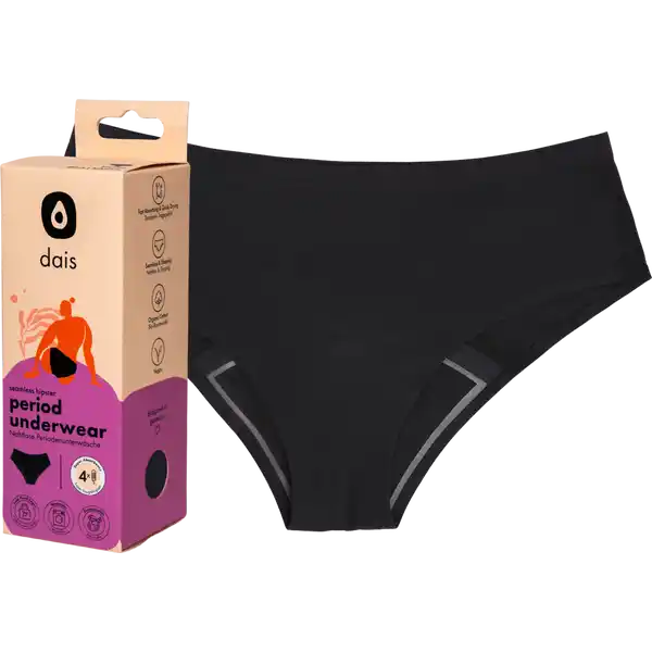 Nahtlose Periodenunterwäsche Hipster Gr. XL schwarz