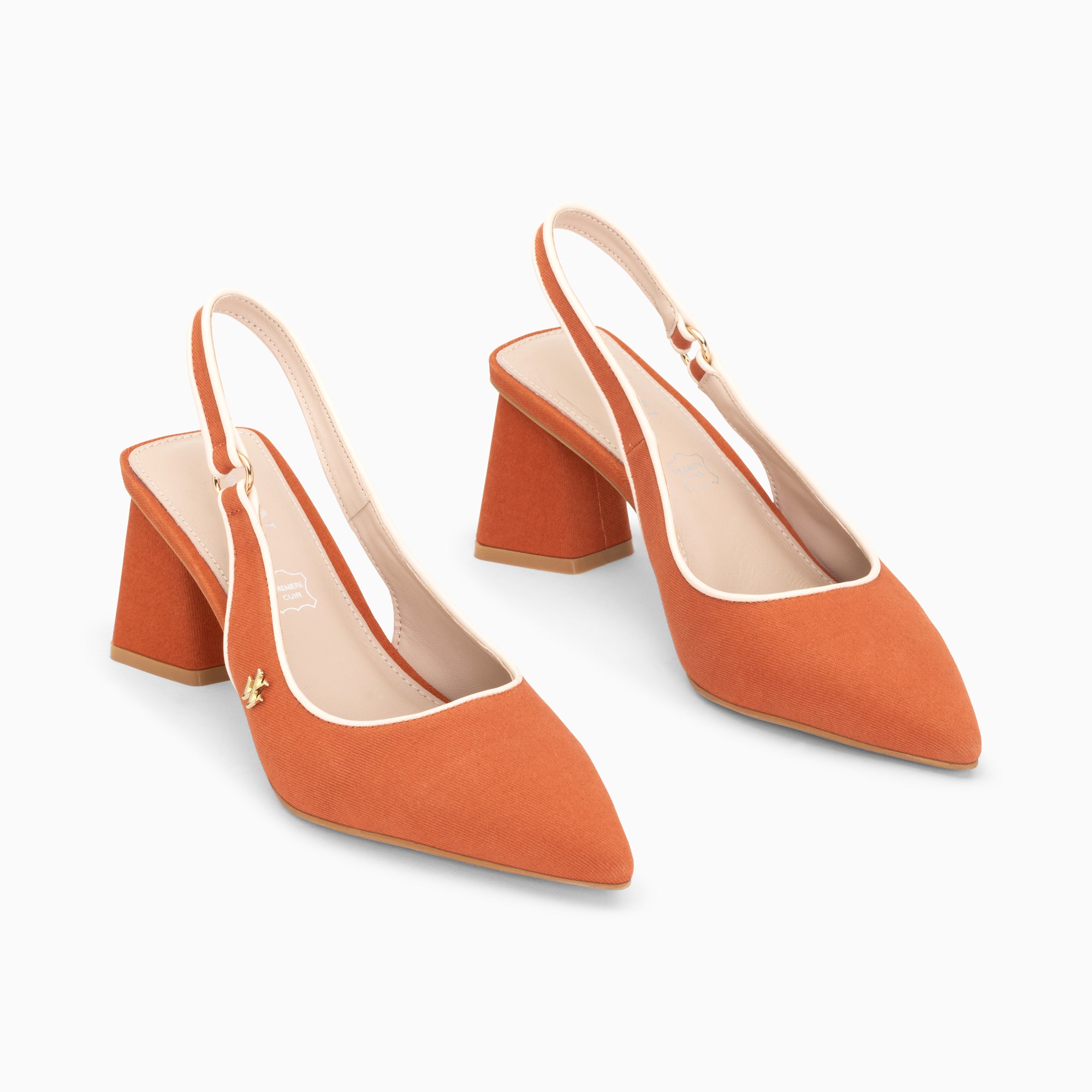 Escarpins-Escarpins slingback Lara orange à bout pointu