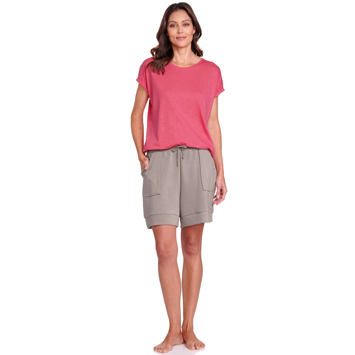 Gina Benotti Damen T-Shirt aus Flammgarn pink