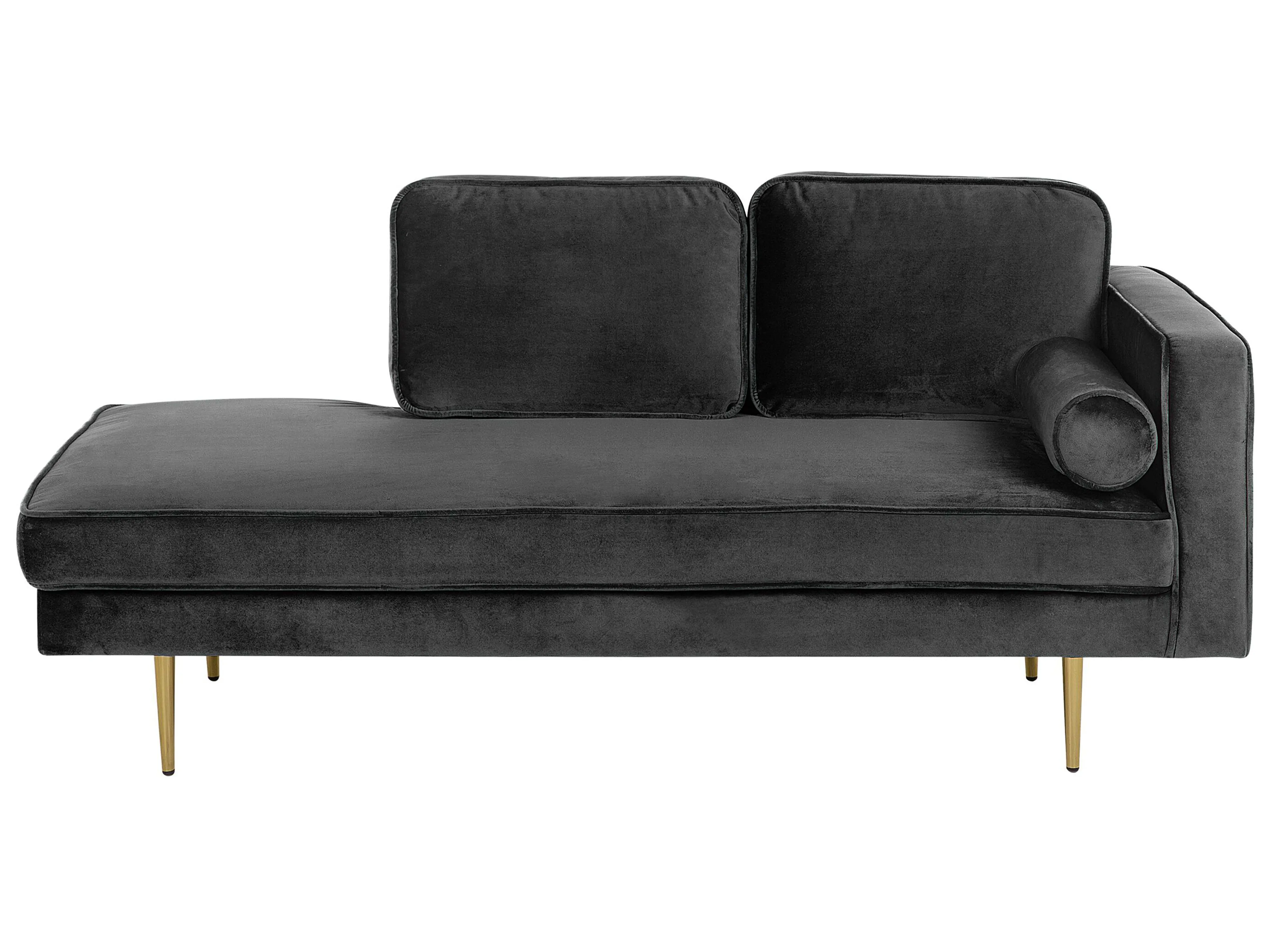 Rechtszijdige chaise longue MIRAMAS Fluweel Zwart