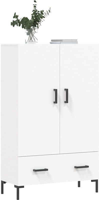 vidaXL Hoge Kast - Wit - Bewerkt Hout - 69,5x31x115 cm