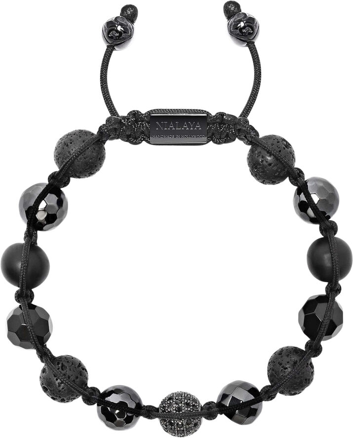 Nialaya Men's Green Leather Bracelet with Gold Plated Bali Clasp Lock Black