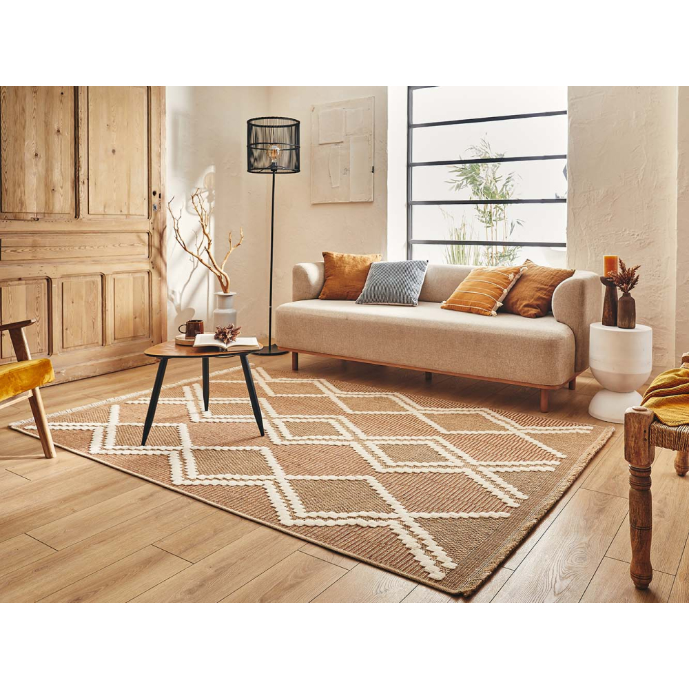Tapis intérieur extérieur aspect jute terracotta tulum 9048 290 x 200 cm