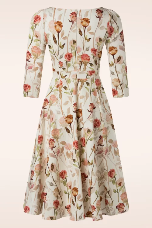 Hearts & Roses Janne Floral swing jurk in crème