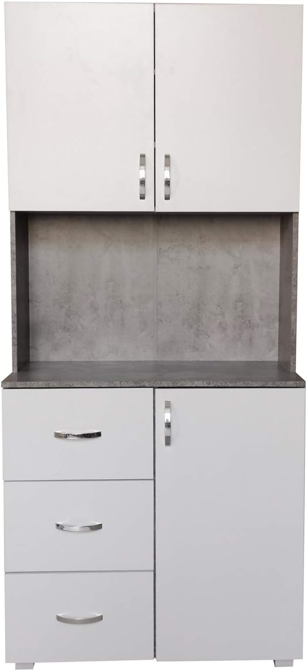 Küchenbuffet Blanca Küchenschrank Hochschrank Beton Weiß