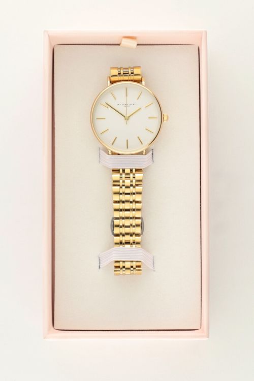 Rond horloge met schakels & witte wijzerplaat