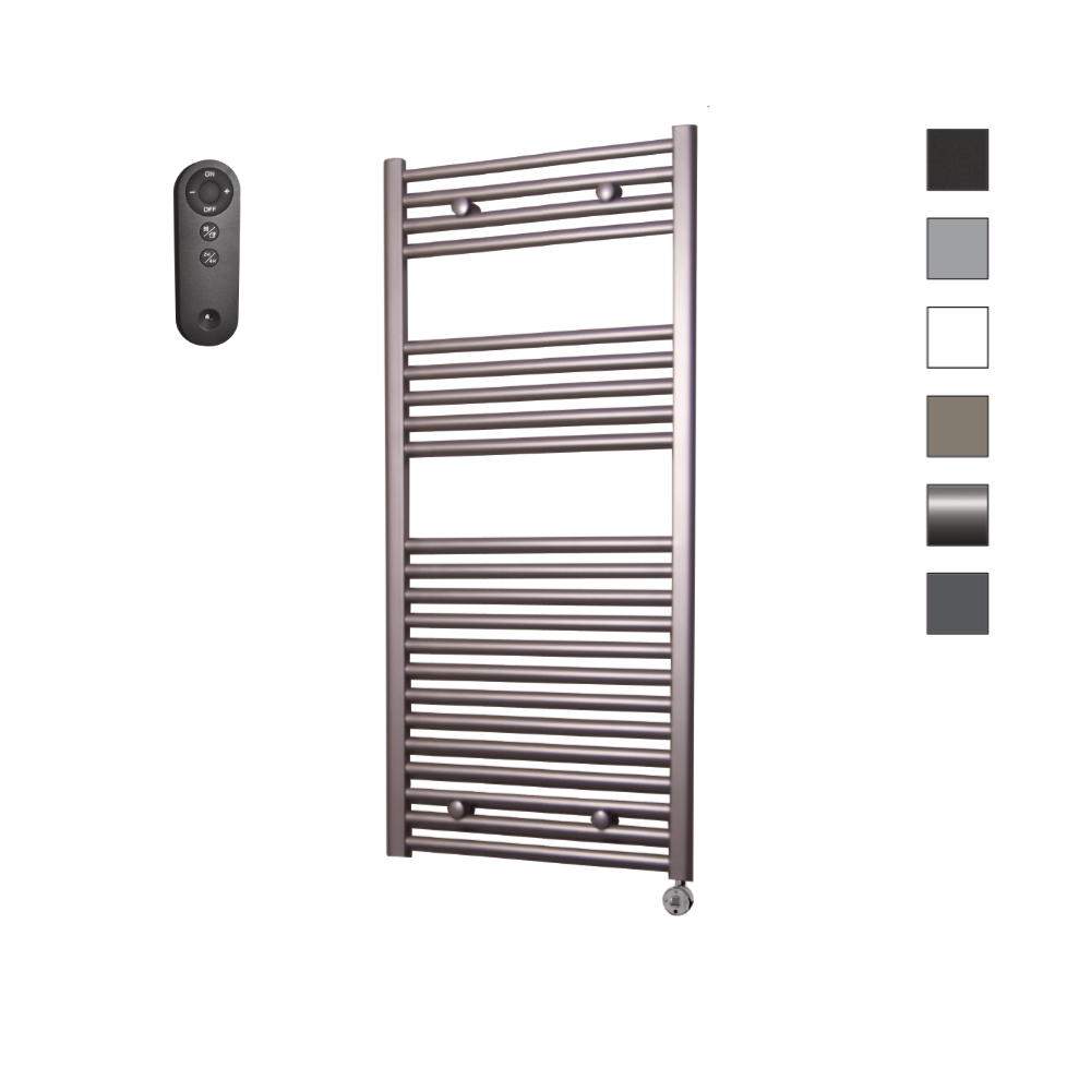 Sanicare HVS elektrische radiator 45x112cm inox-look met afstandsbediening en thermostaat chroom rechtsonder