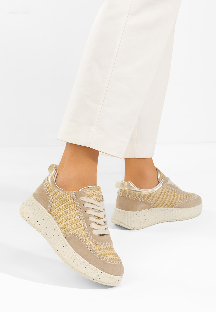 Baskets pour femme en cuir beige Aidania V2