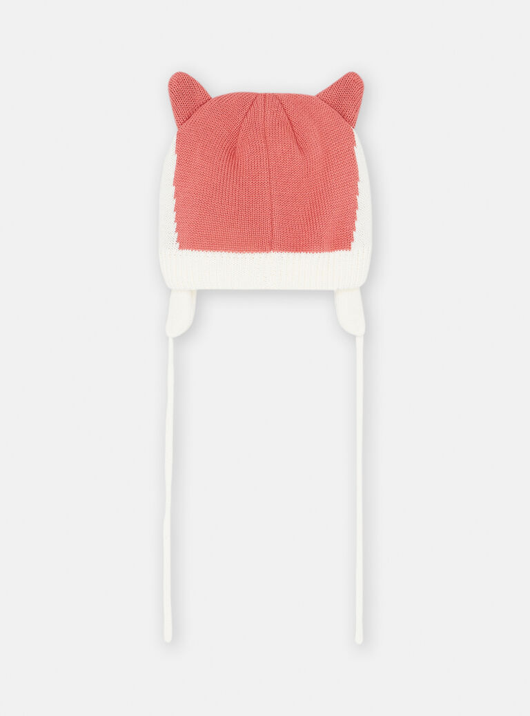 Chapka corail foncé à animation renard